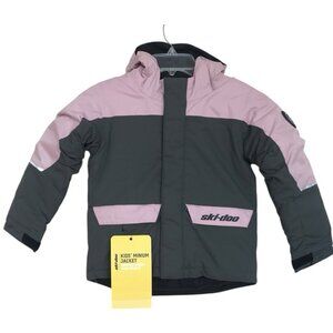 Ski-Doo Kids Jacket Girls Size 6 Pink Gray Hooded Pockets Coat 4409532236
